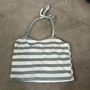 Striped, halter neck crop top.